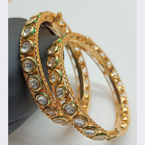 Manisha Jewellery Gold Plated Kundan Stone Openable Bangles Set