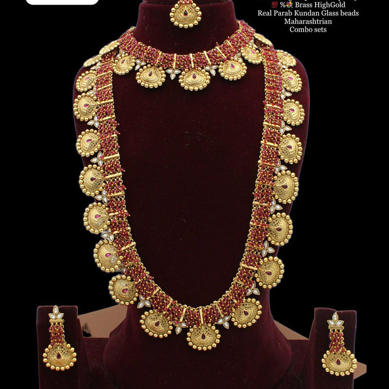 Manisha Jewellery Gold  Plated Kundan Double Necklace Set