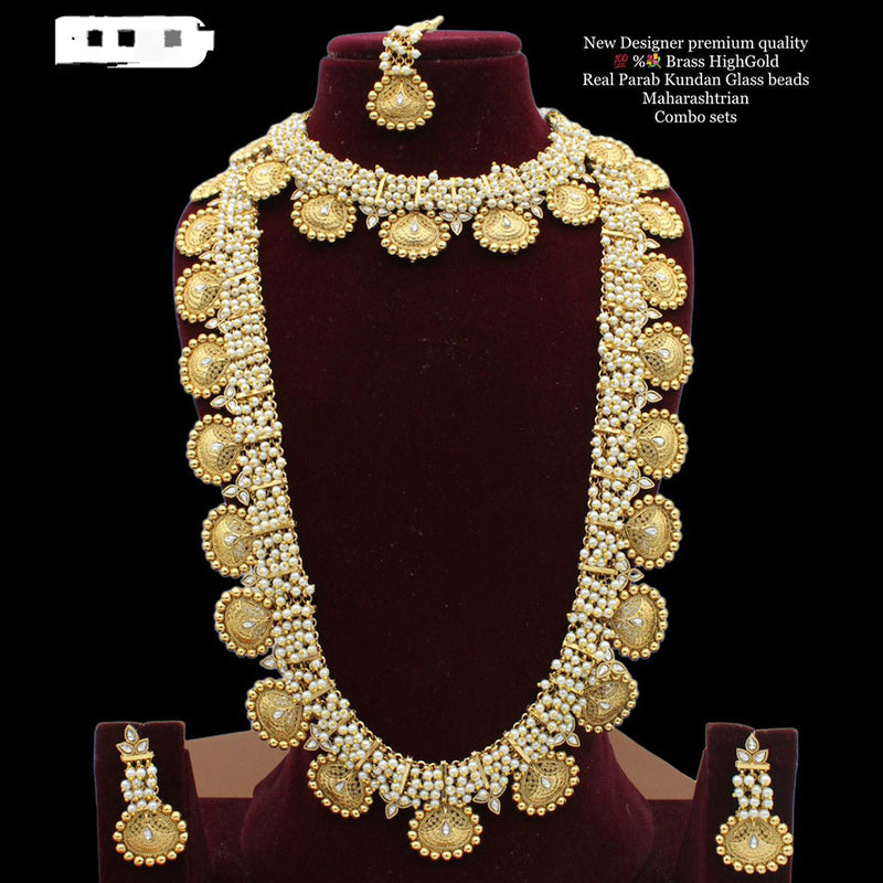 Manisha Jewellery Gold  Plated Kundan Double Necklace Set