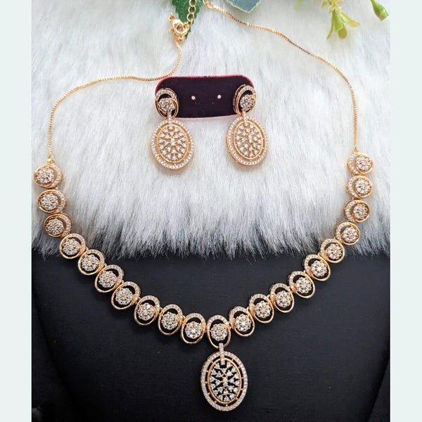 Manisha Jewellery Rose Gold Plated AD Necklace Set