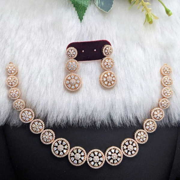 Manisha Jewellery Rose Gold Plated AD Necklace Set