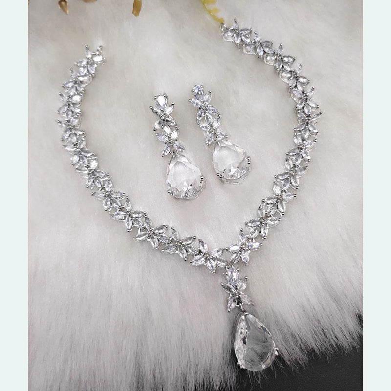 Manisha Jewellery Silver Plated AD Necklace Set