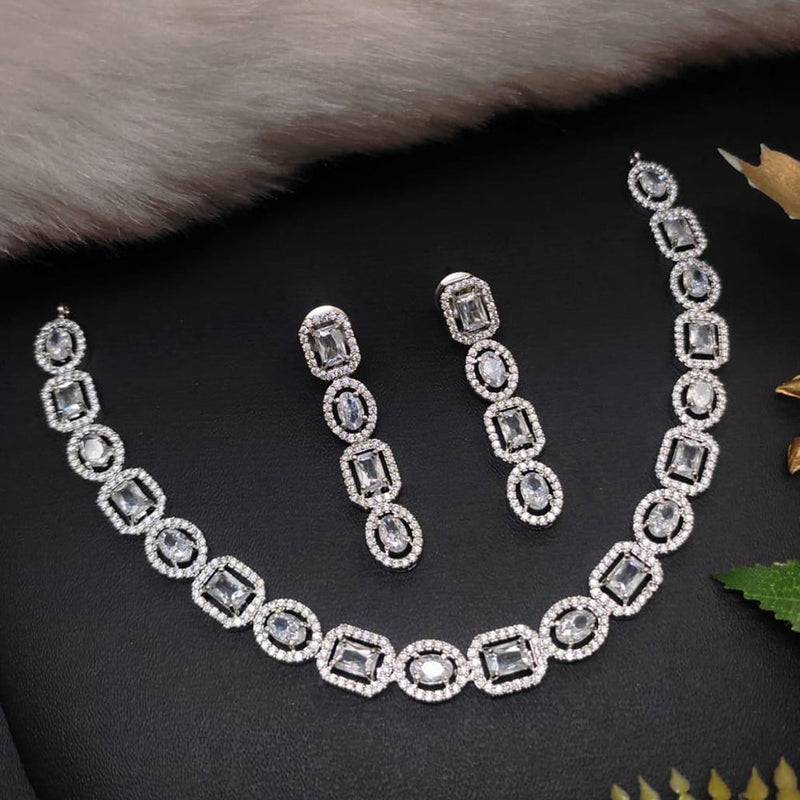 Manisha Jewellery Silver Plated AD Necklace Set