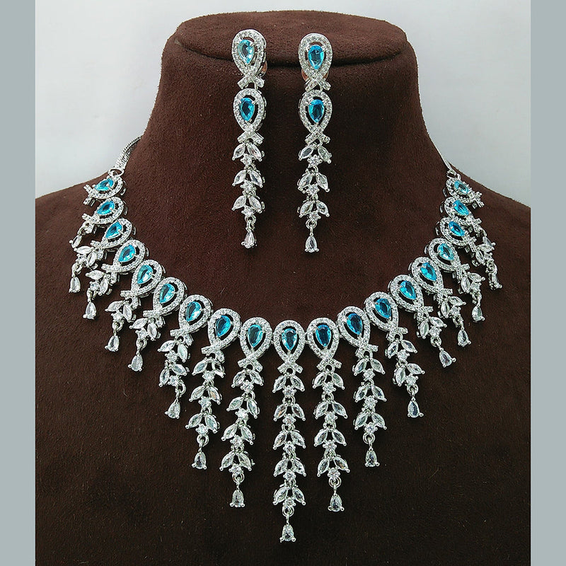 Manisha Jewellery Silver Plated AD Necklace Set