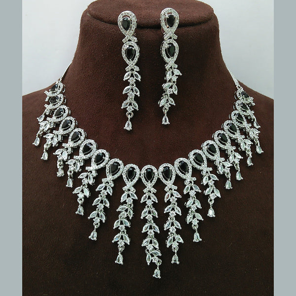 Manisha Jewellery Silver Plated AD Necklace Set