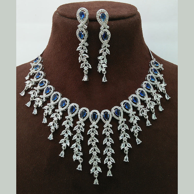 Manisha Jewellery Silver Plated AD Necklace Set