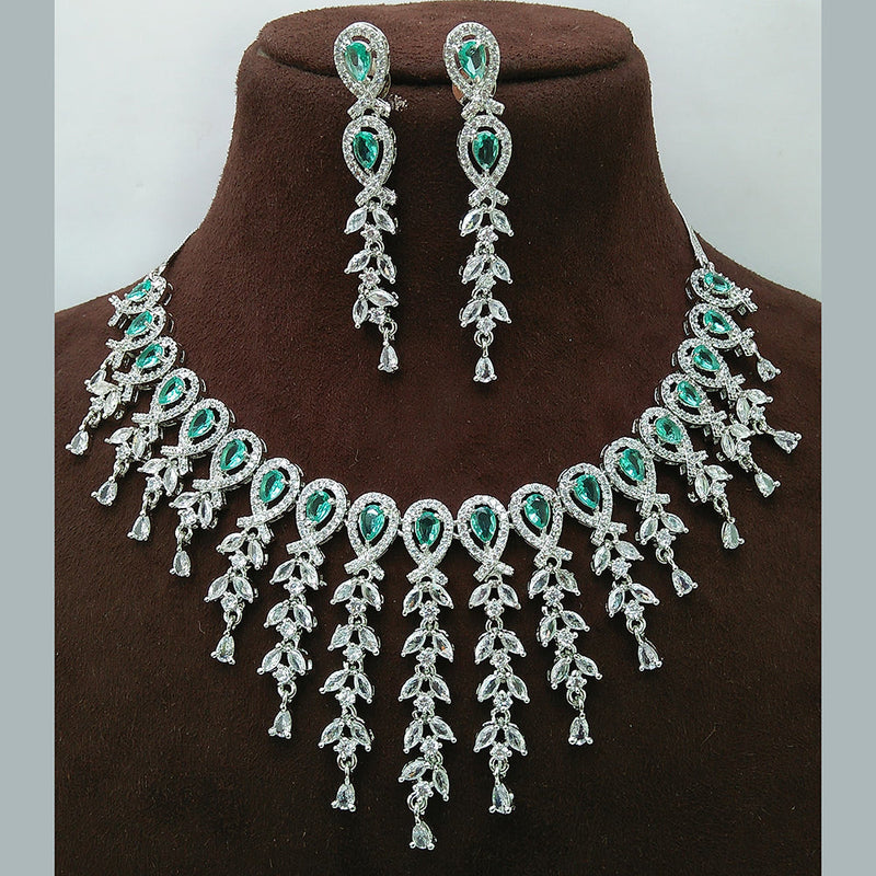 Manisha Jewellery Silver Plated AD Necklace Set