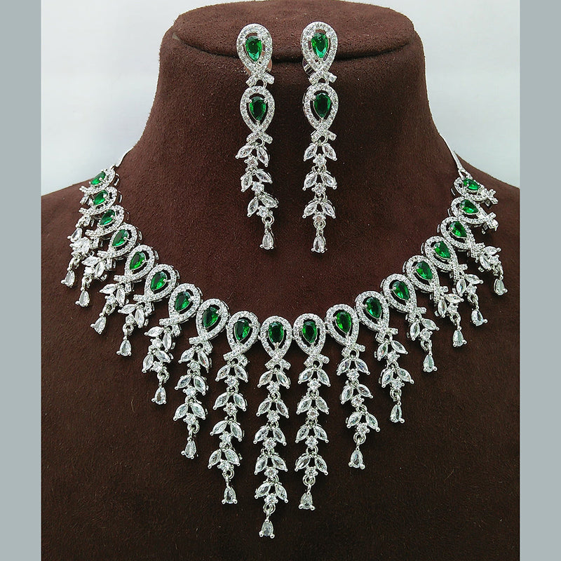 Manisha Jewellery Silver Plated AD Necklace Set