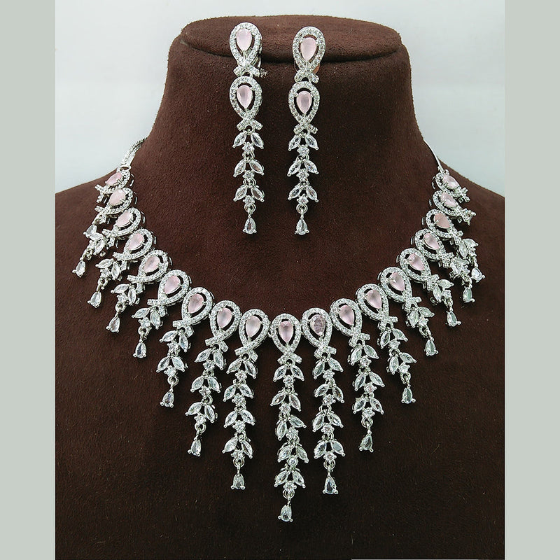 Manisha Jewellery Silver Plated AD Necklace Set