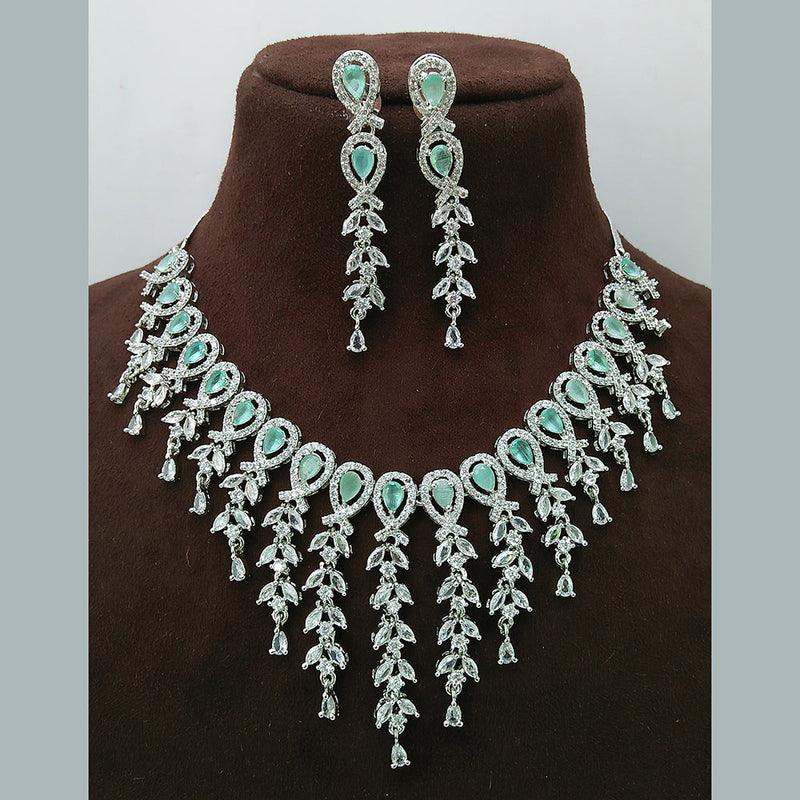 Manisha Jewellery Silver Plated AD Necklace Set