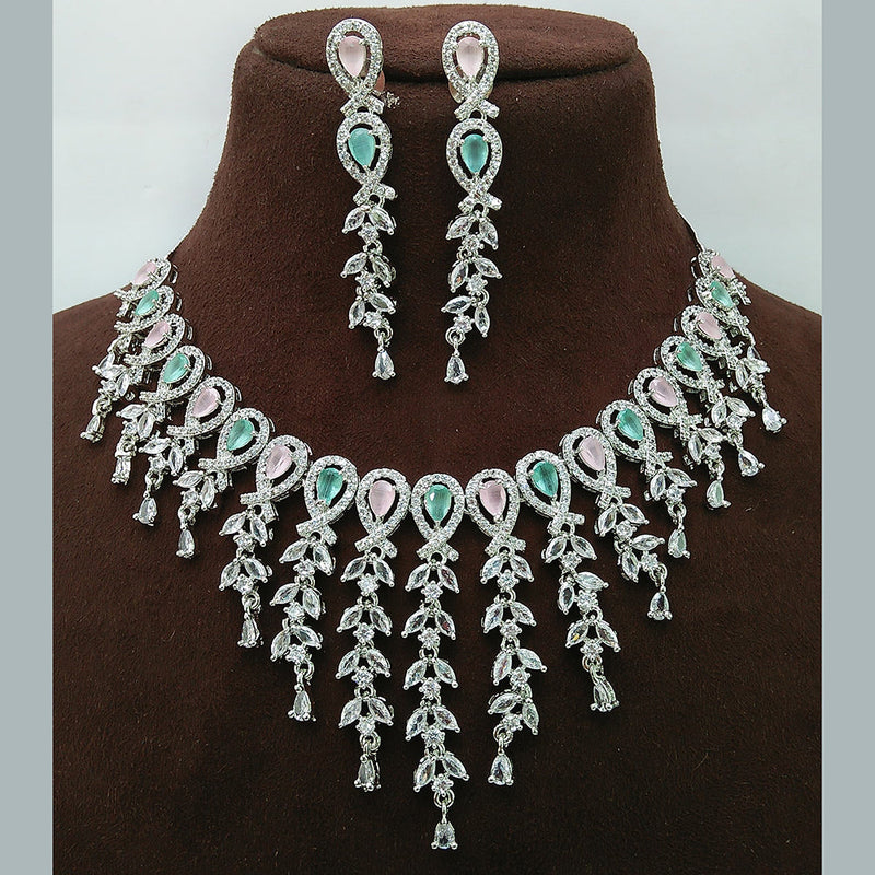 Manisha Jewellery Silver Plated AD Necklace Set