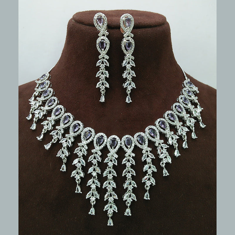 Manisha Jewellery Silver Plated AD Necklace Set