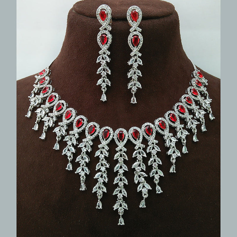 Manisha Jewellery Silver Plated AD Necklace Set