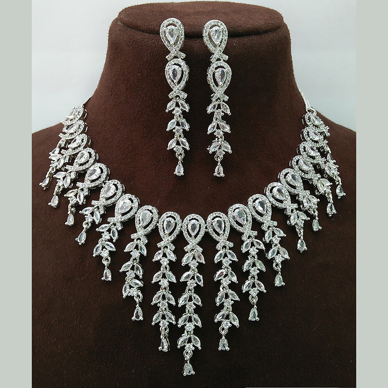 Manisha Jewellery Silver Plated AD Necklace Set