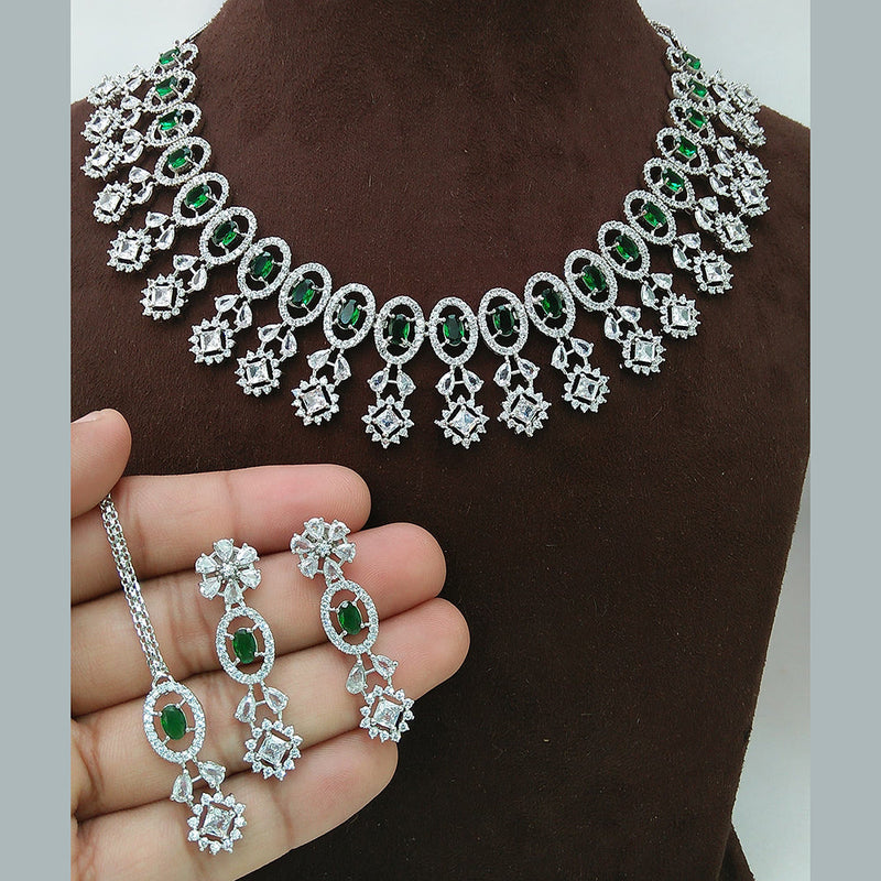 Manisha Jewellery Silver Plated AD Necklace Set