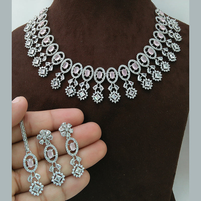 Manisha Jewellery Silver Plated AD Necklace Set