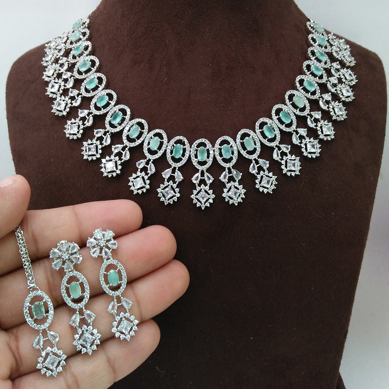 Manisha Jewellery Silver Plated AD Necklace Set