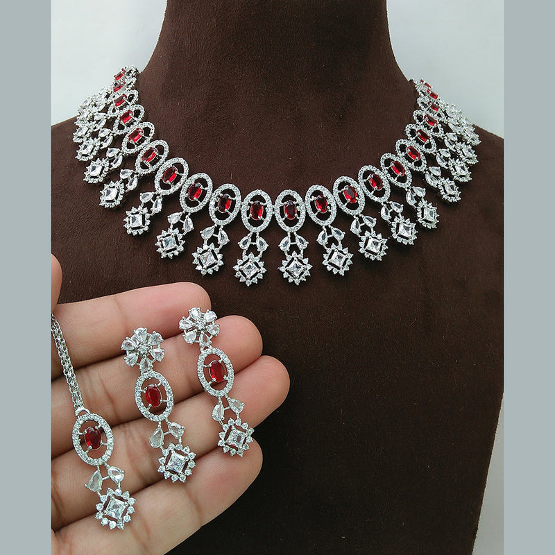 Manisha Jewellery Silver Plated AD Necklace Set