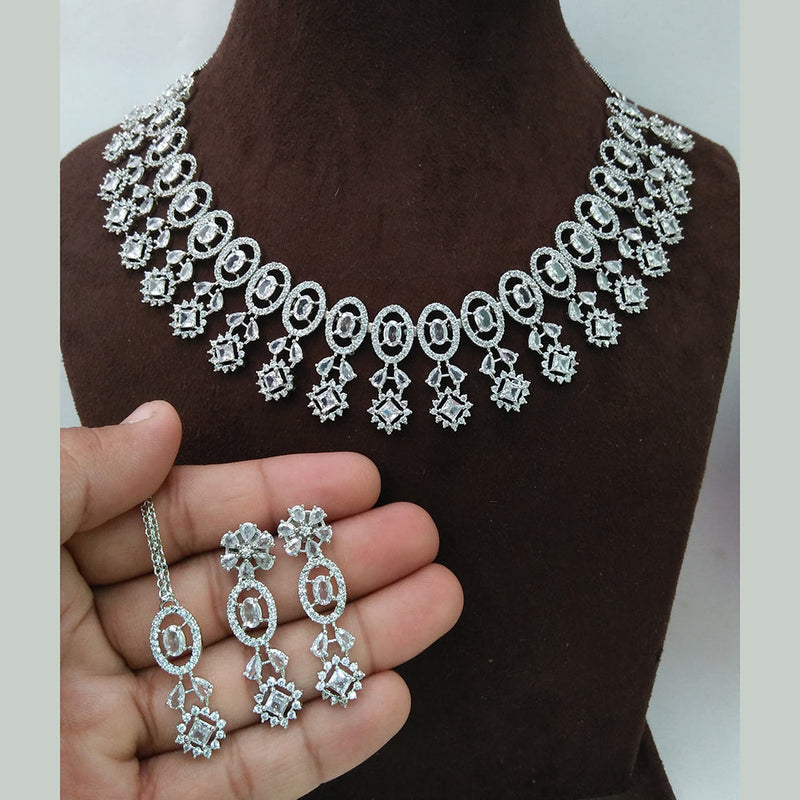 Manisha Jewellery Silver Plated AD Necklace Set