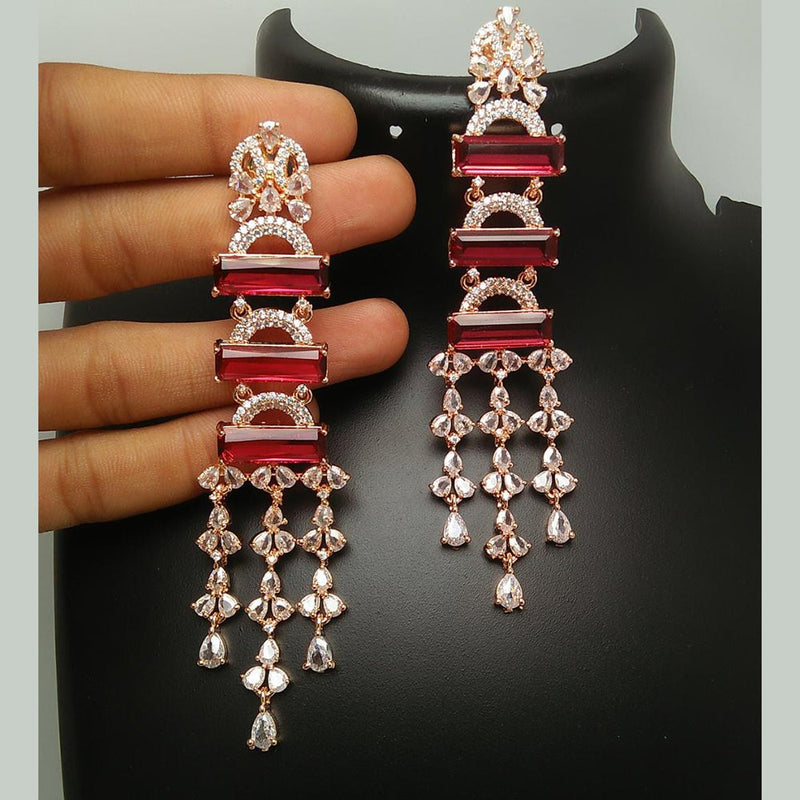 Manisha Jewellery Rose Gold Plated AD Dangler Earrings