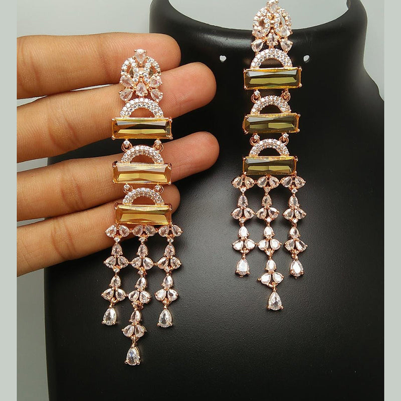 Manisha Jewellery Rose Gold Plated AD Dangler Earrings