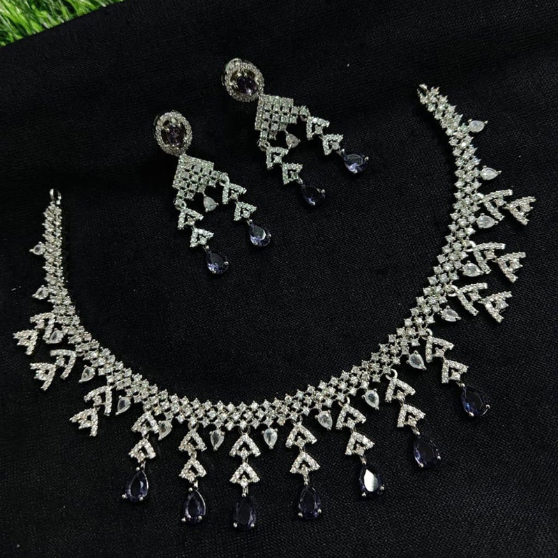 Manisha Jewellery Silver Plated AD Necklace Set