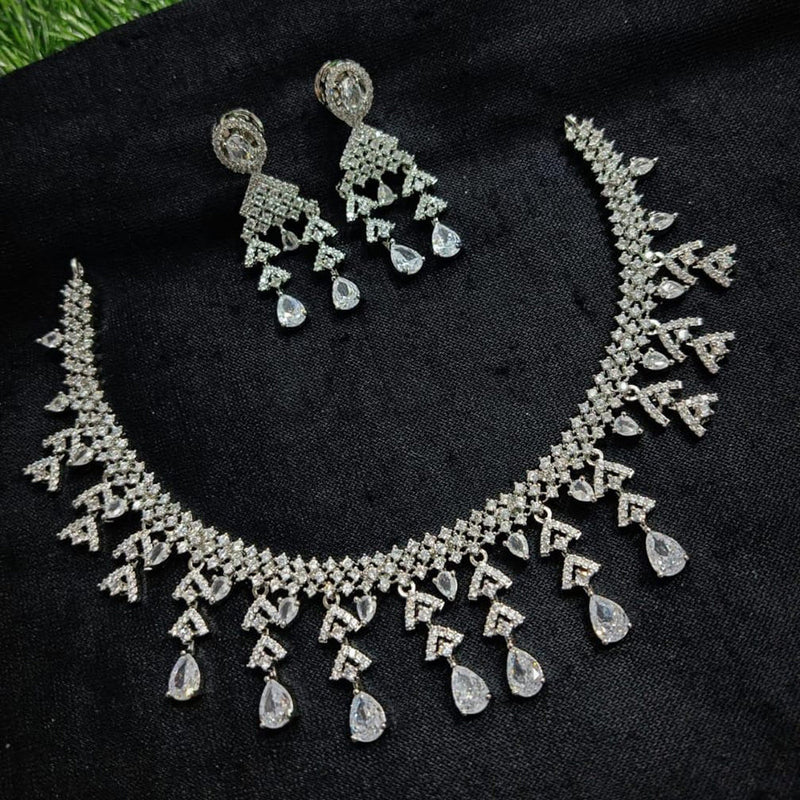 Manisha Jewellery Silver Plated AD Necklace Set