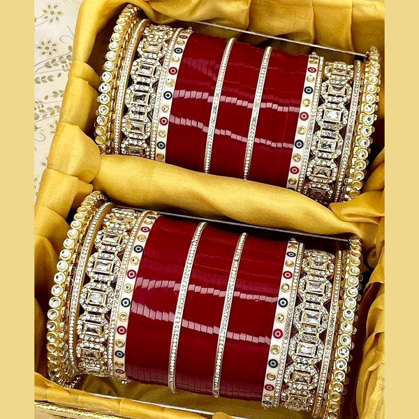 Manisha Jewellery Crystal Stone And Acrylic Bridal Bangles Set