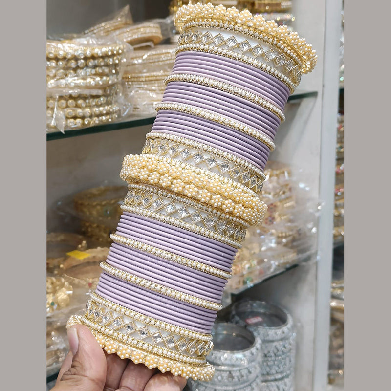 Manisha Jewellery Gold Plated Kundan And Pearl Bangles Set