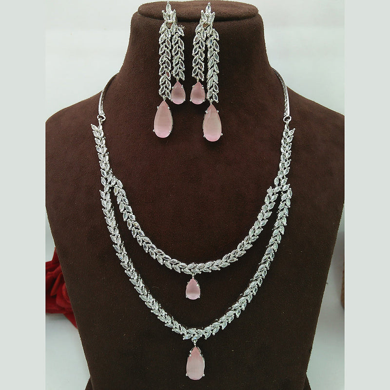 Manisha Jewellery Silver Plated AD Necklace Set