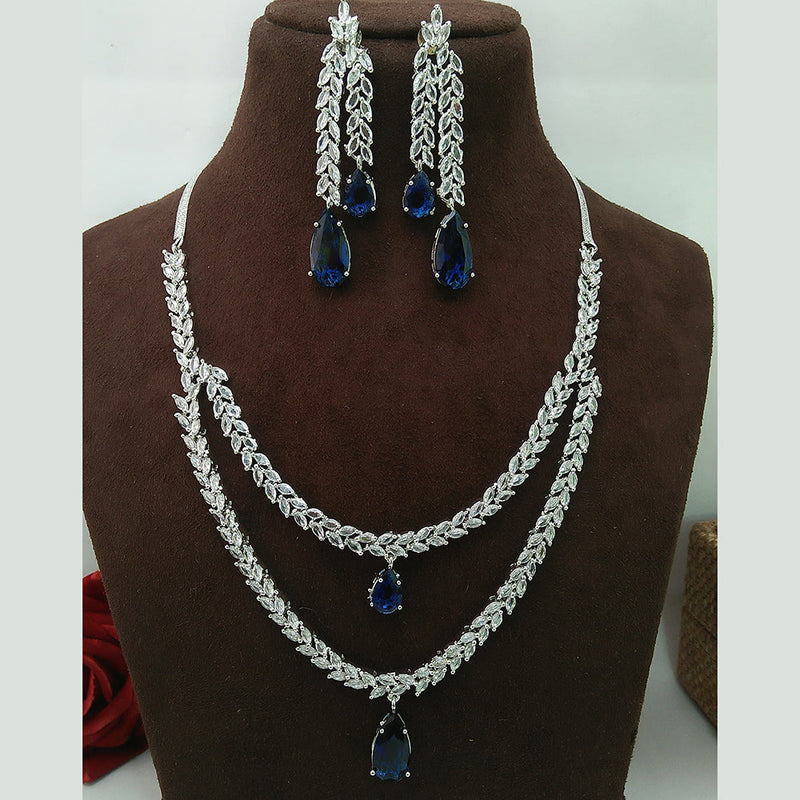 Manisha Jewellery Silver Plated AD Necklace Set