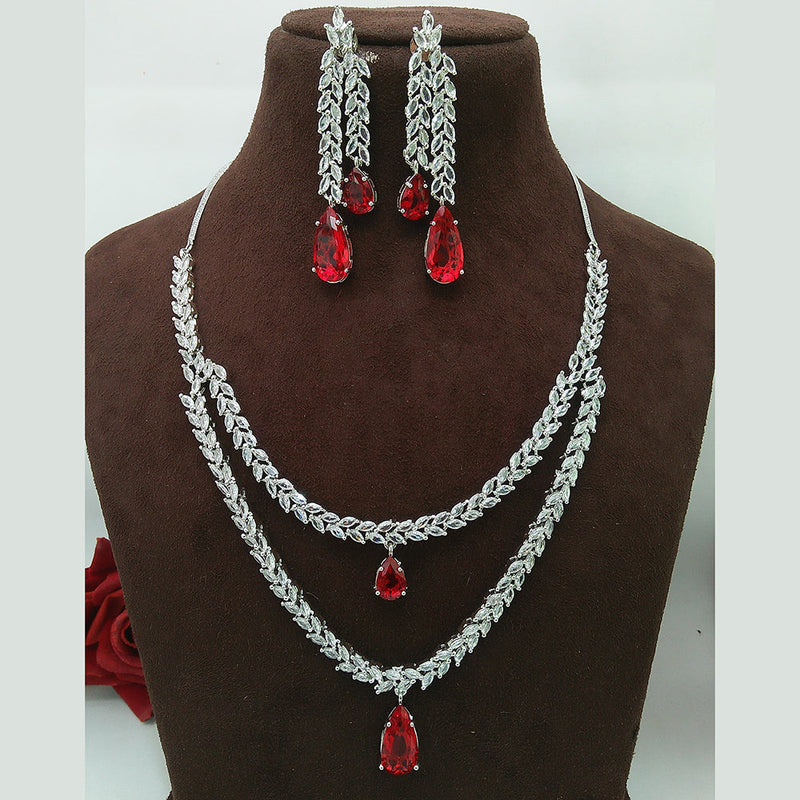 Manisha Jewellery Silver Plated AD Necklace Set