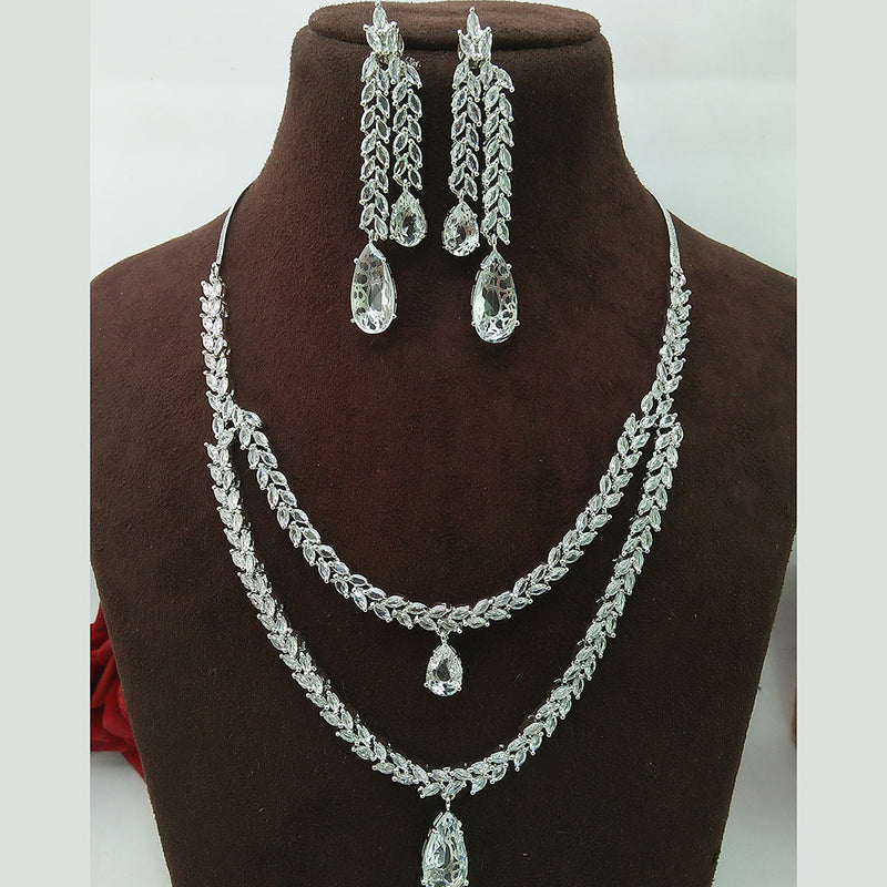 Manisha Jewellery Silver Plated AD Necklace Set