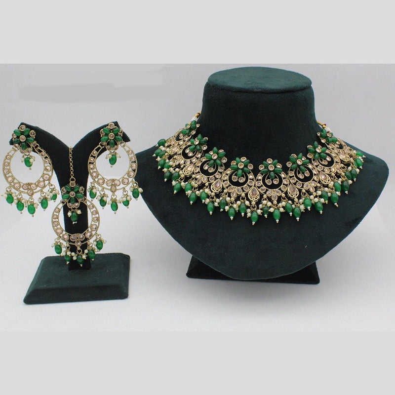 Manisha Jewellery Gold Plated Crystal Stone And Beads Necklace Set