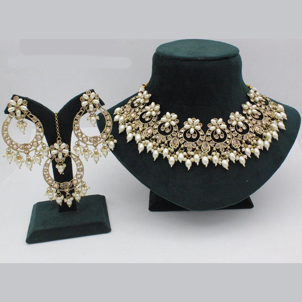 Manisha Jewellery Gold Plated Crystal Stone And Beads Necklace Set