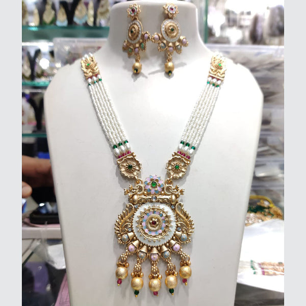 Manisha Jewellery Gold Plated Pota Stone And Pearl Necklace Combo