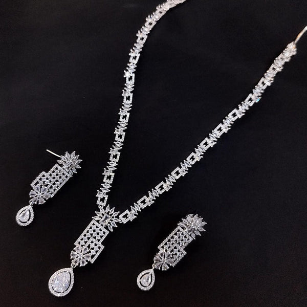 Manisha Jewellery Silver Plated AD Necklace Set