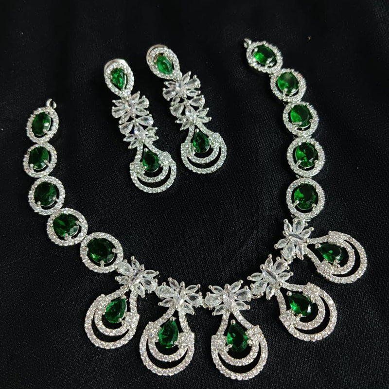 Manisha Jewellery Silver Plated AD Necklace Set