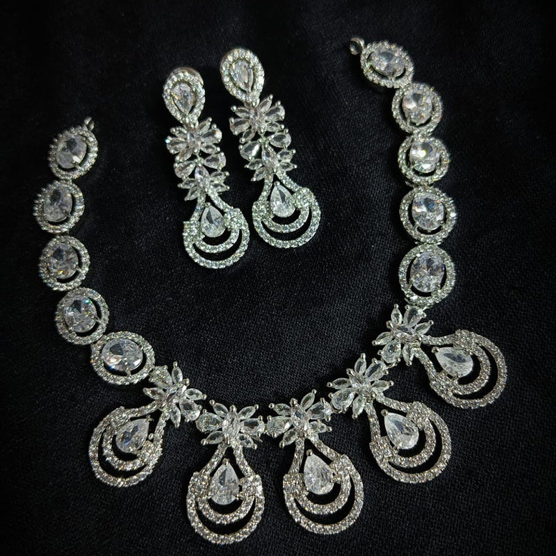 Manisha Jewellery Silver Plated AD Necklace Set