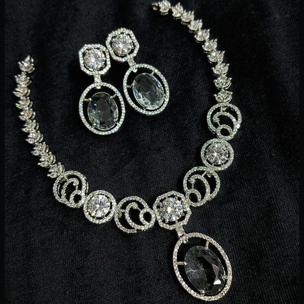 Manisha Jewellery Silver Plated AD Necklace Set