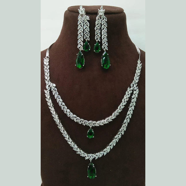 Manisha Jewellery Silver Plated AD Necklace Set