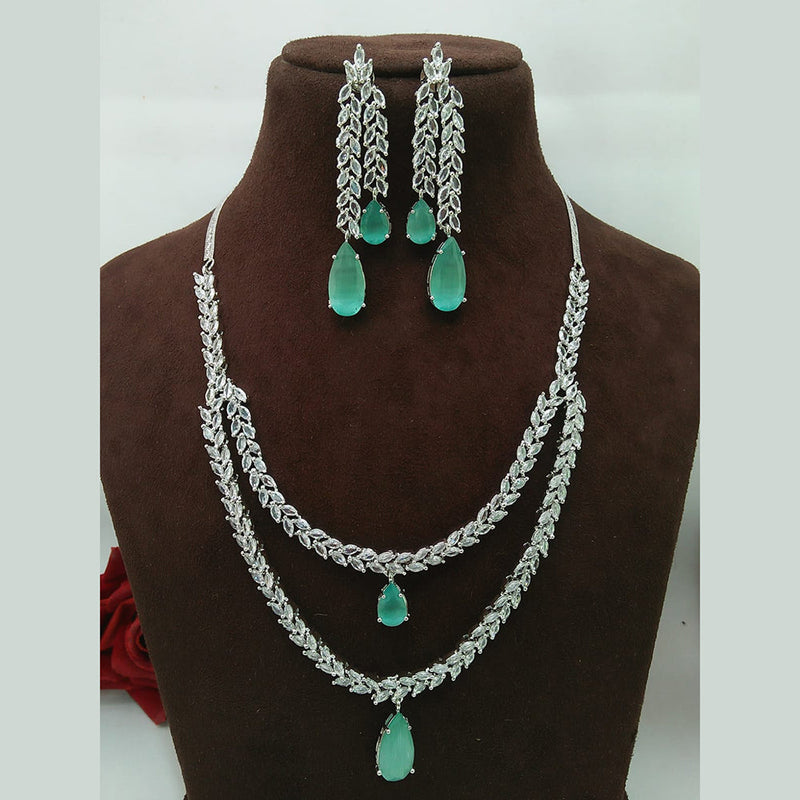 Manisha Jewellery Silver Plated AD Necklace Set