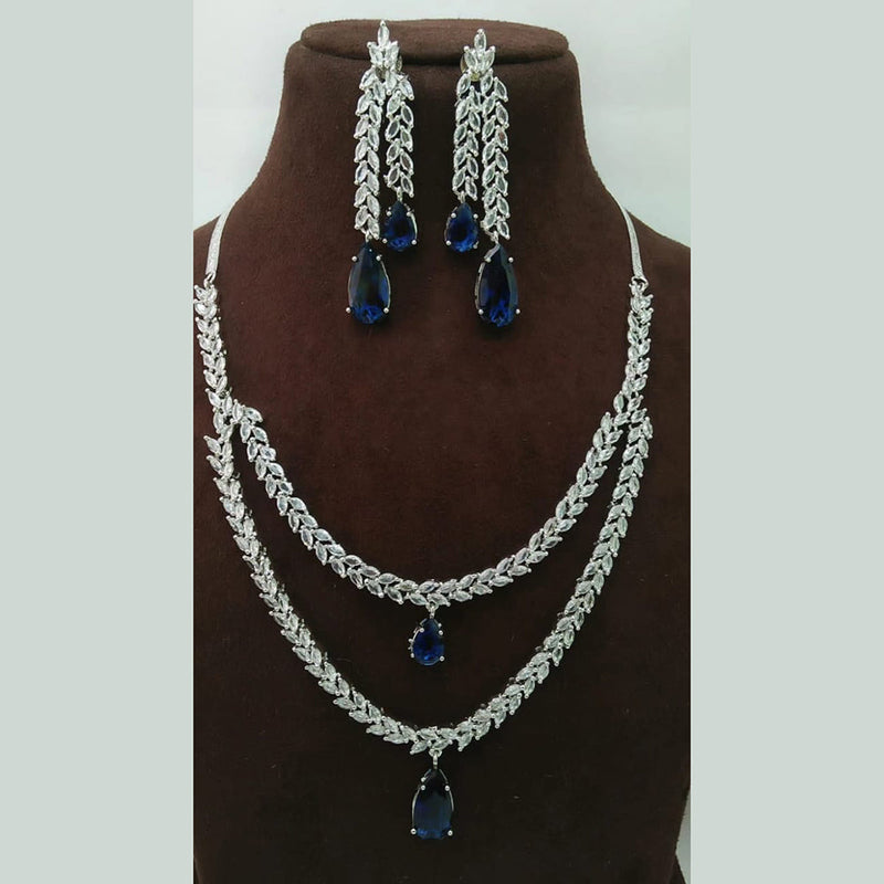 Manisha Jewellery Silver Plated AD Necklace Set