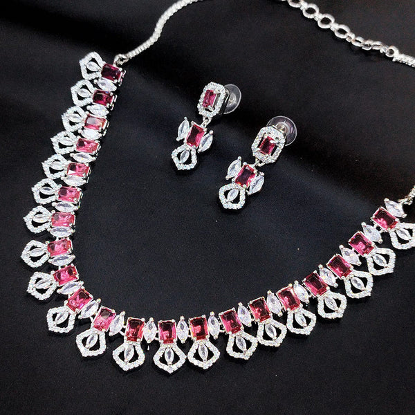 Manisha Jewellery Silver Plated AD Necklace Set