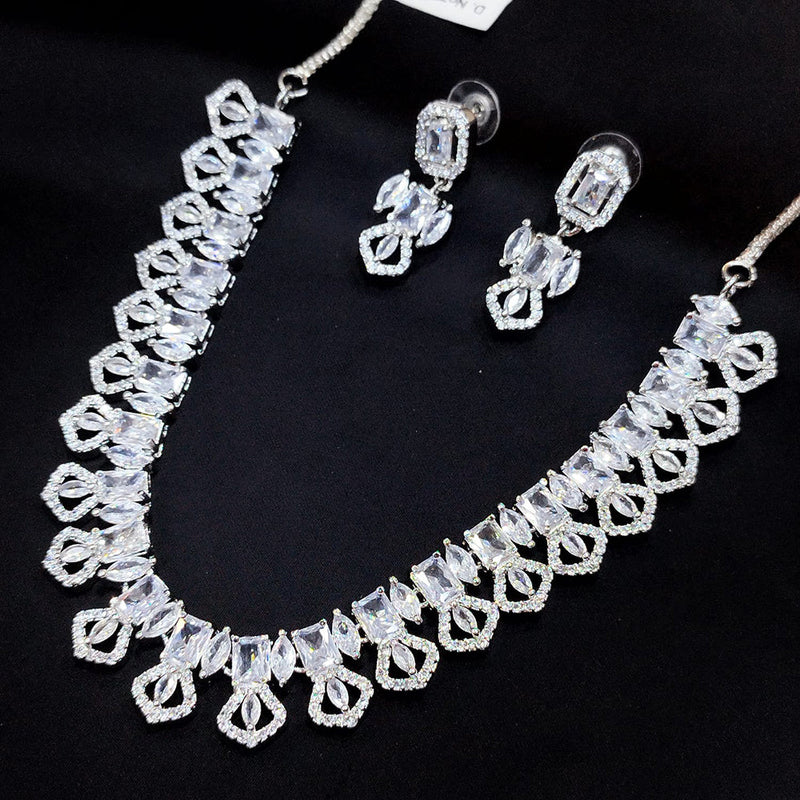 Manisha Jewellery Silver Plated AD Necklace Set