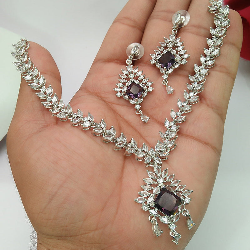 Manisha Jewellery Silver Plated AD Necklace Set