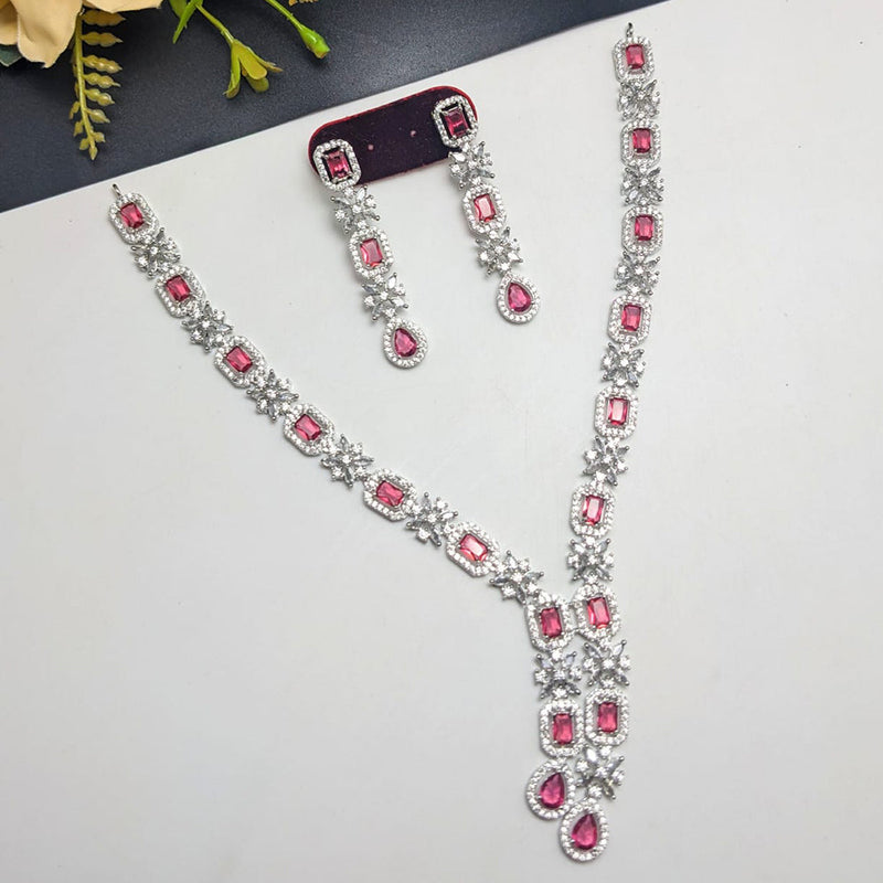 Manisha Jewellery Silver Plated AD Necklace Set