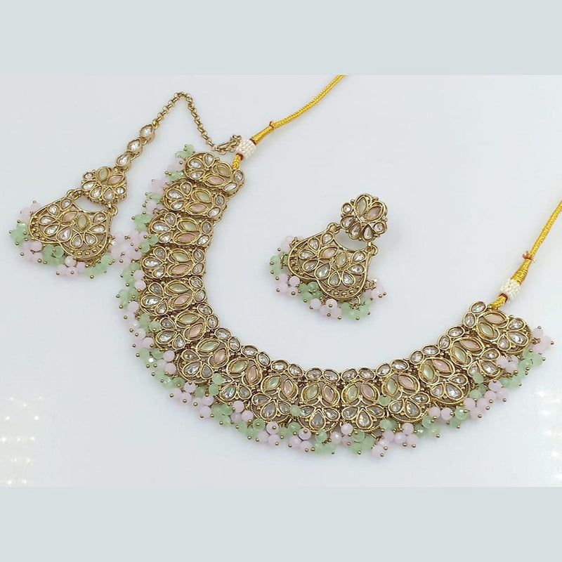 Manisha Jewellery Gold Plated Reverse AD Necklace Set