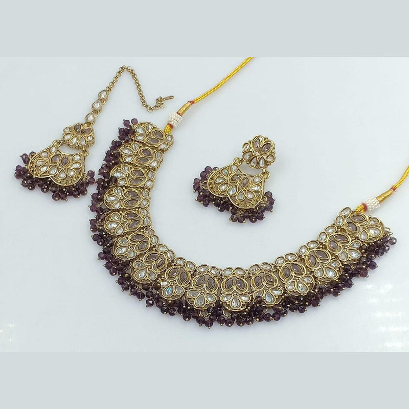 Manisha Jewellery Gold Plated Reverse AD Necklace Set