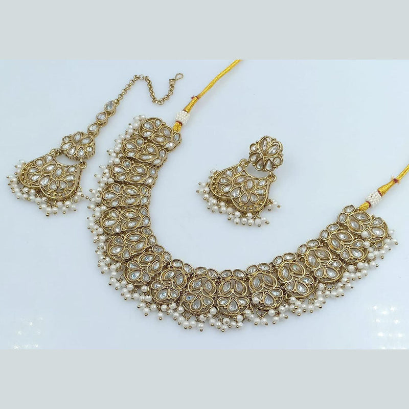 Manisha Jewellery Gold Plated Reverse AD Necklace Set